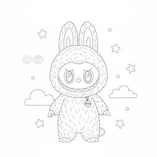 Nyomtatható Labubu színező gyerekeknek – cuki figura egyszerű rajzzal