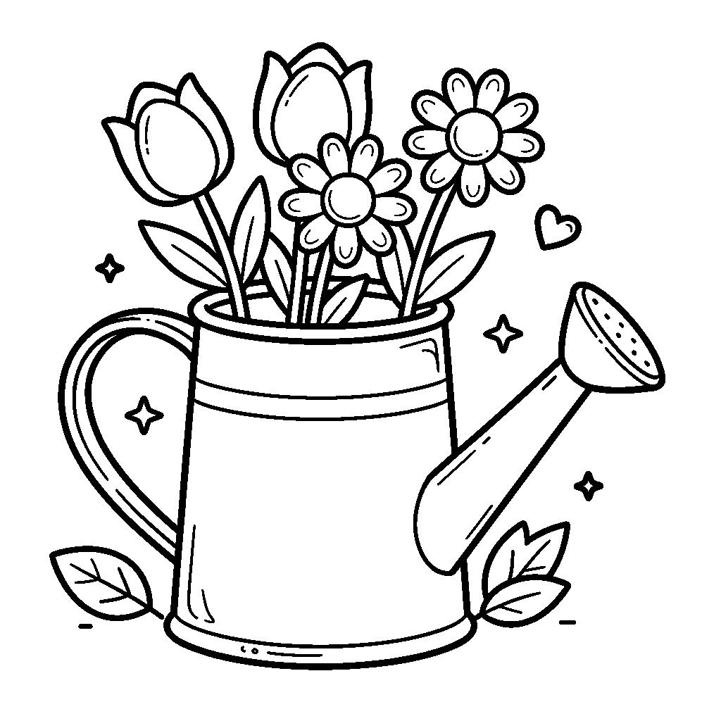 Locsolókanna virágokkal kifestő