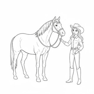 Lovas Barbie színező, Barbie a lova kantárját fogja