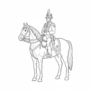 Magyar lovas huszár a nyeregben, történelmi színező