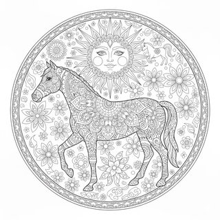 Lovas mandala színező kreatív mintákkal