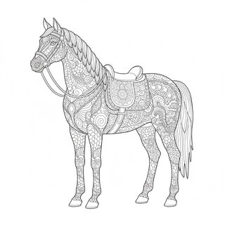 Részletes lovas zentangle színező felnőtteknek