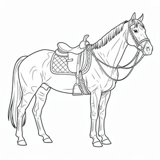 Részletes lovas színező nyereggel és kantárral