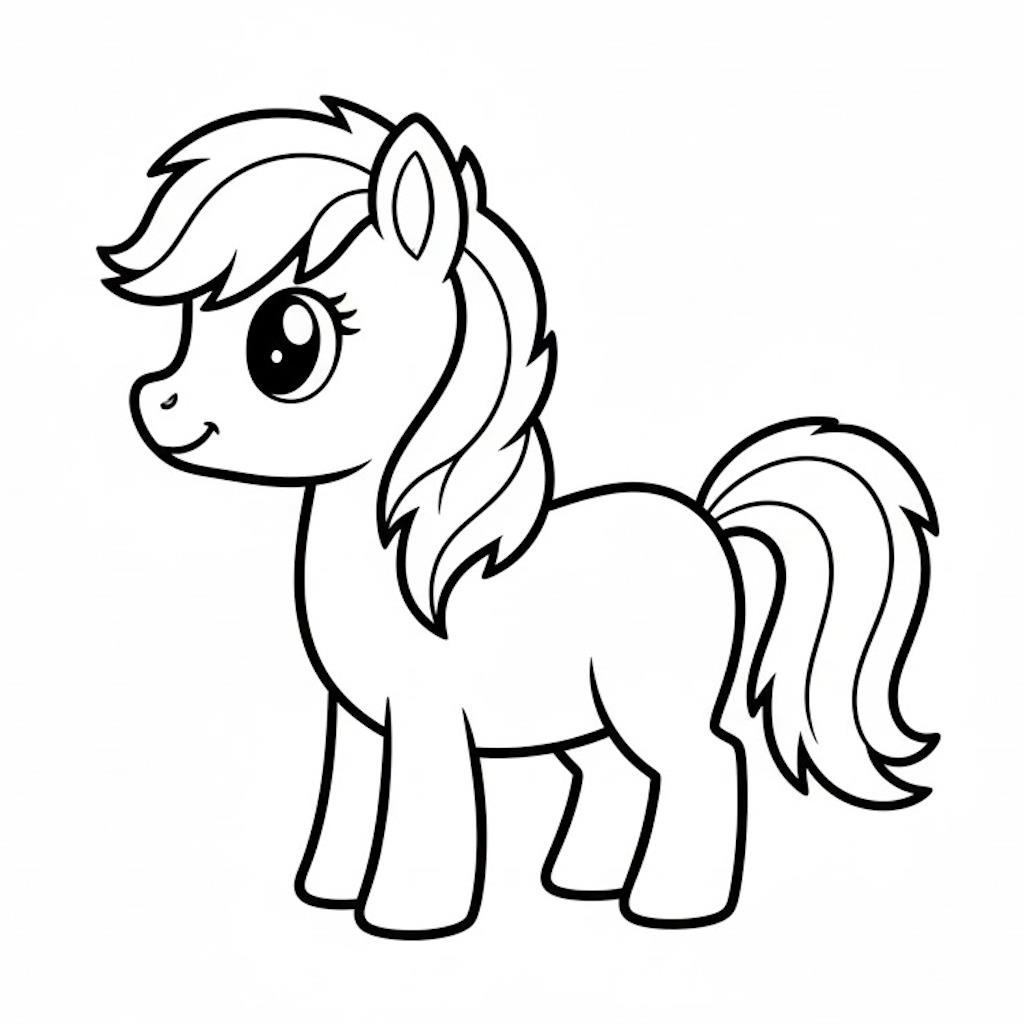 Nyomtatható póni színező ovisoknak - Egyszerű lovas rajz