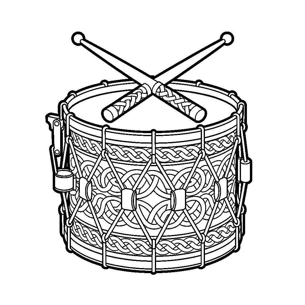 Magyar huszár dob dobverőkkel színező