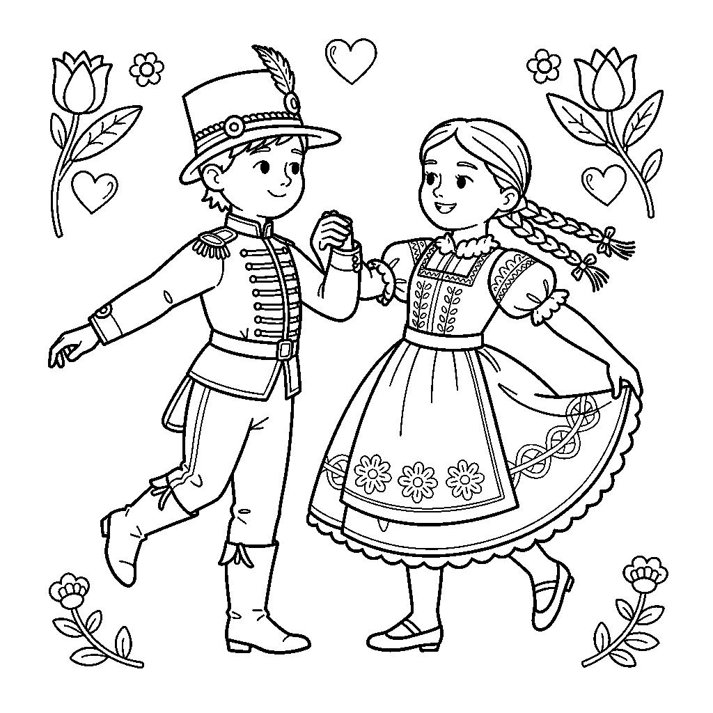 Magyar népviseletes pár táncol - Csárdás