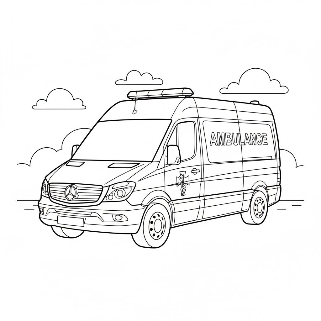 Mentőautó színező gyerekeknek - kinyomtathatod és le is töltheted korlátlanul