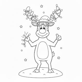 Mikulás vicces rénszarvasa - kifestő ovisoknak