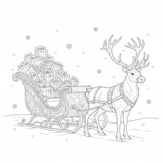 Nyomtatható mikulás szán kifestő – ajándékokkal teli szán egy gyönyörű szarvassal