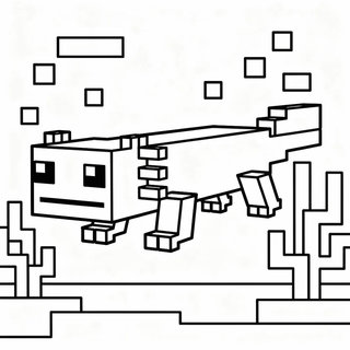 Minecraft axolotl színező ovisoknak