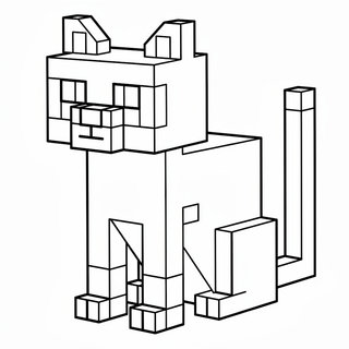 Szögletes blokkokból álló minecraft cica
