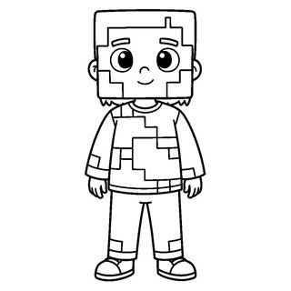 Minecraft Steve jelmezes kisfiú színező gyerekeknek