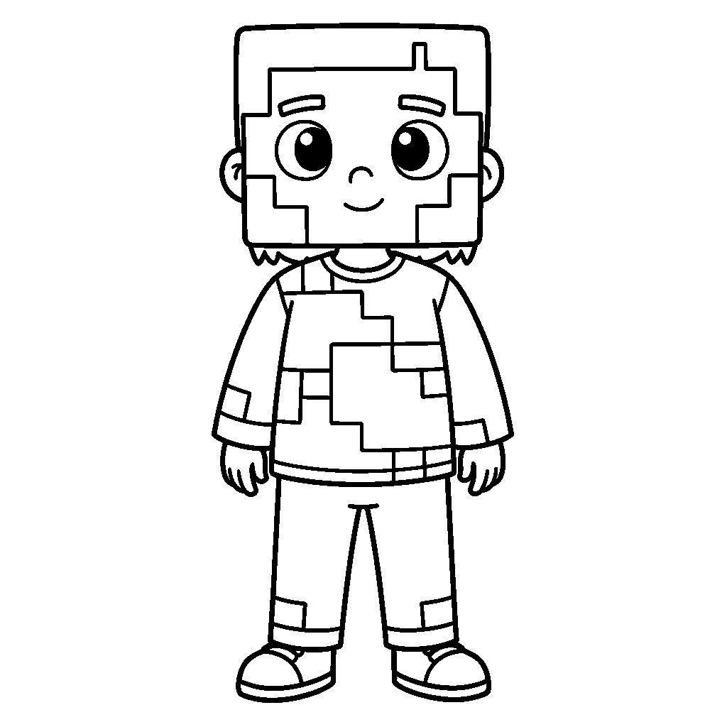 Minecraft Steve jelmezes fiú színező