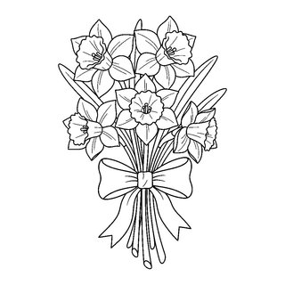 Szalaggal átkötött nárcisz csokor