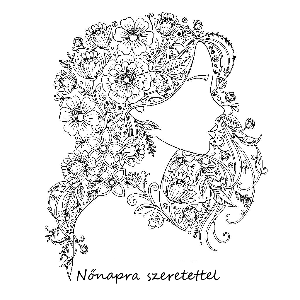 Női profil virágokkal - Nőnapra szeretettel