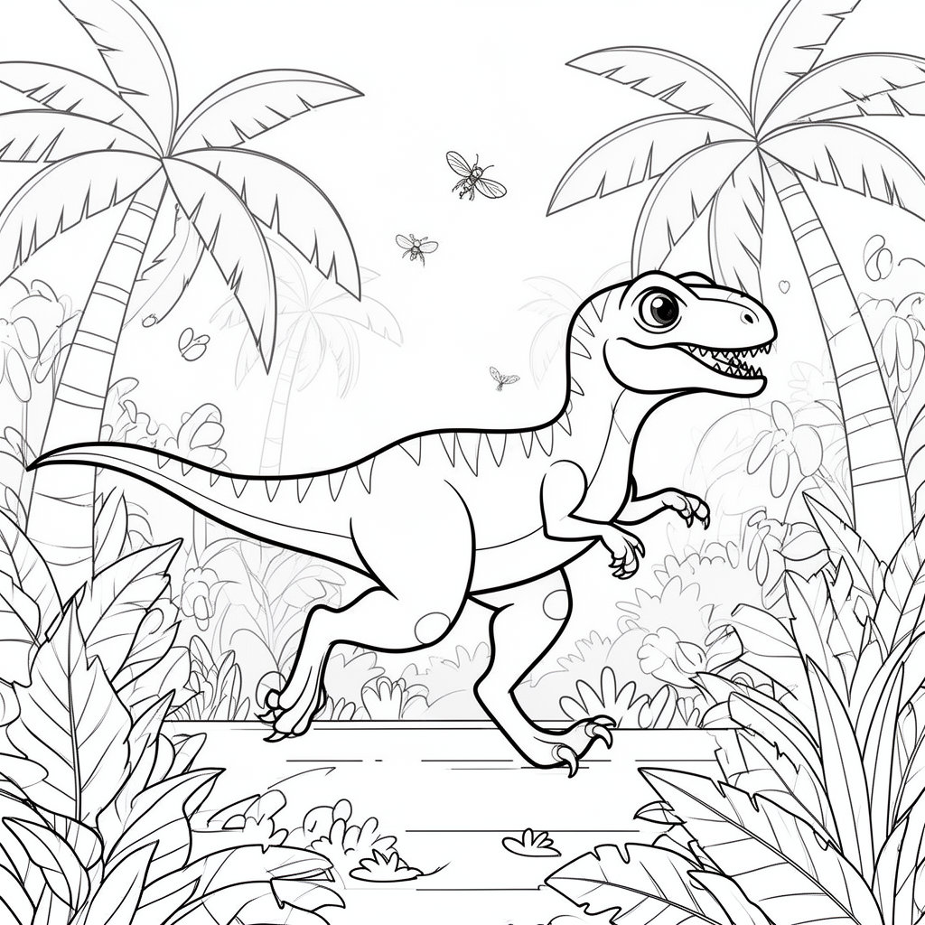 Nyomtatható Velociraptor dínó színező gyerekeknek