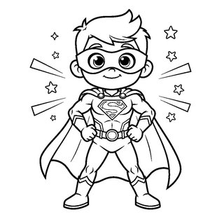 Szuperhős jelmezes kisfiú farsangi rajza