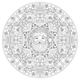Nyomtatható mikulás mandala felnőtteknek – részletgazdag, ünnepi mintás színező
