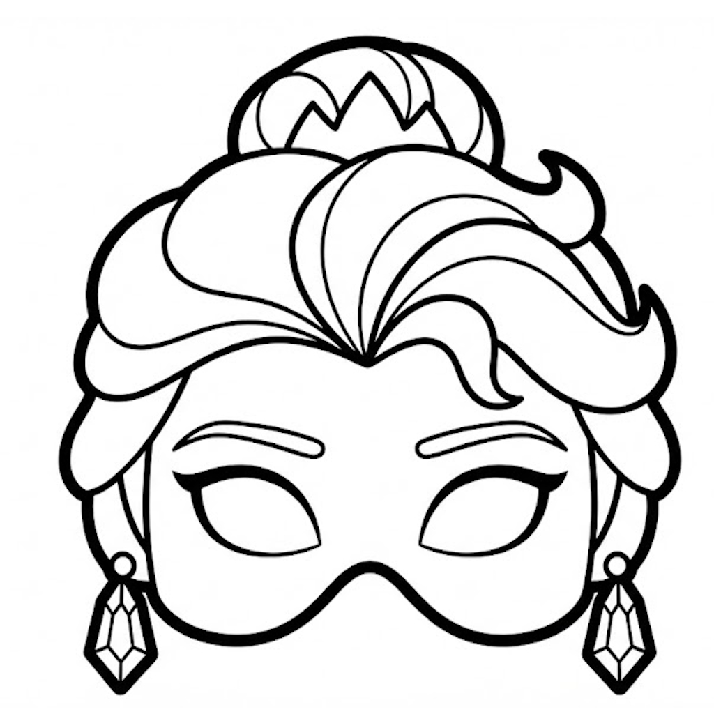 Kivágható hercegnő maszk hajjal és koronával
