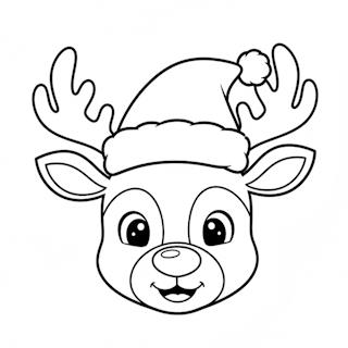 Nyomtatható télapó sapkás rénszarvas színező ovisoknak – cuki rajz