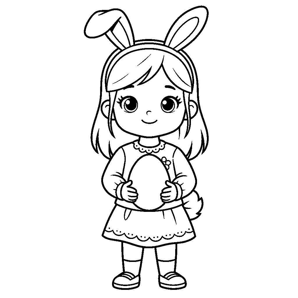 Nyuszifüles kislány húsvéti kifestő