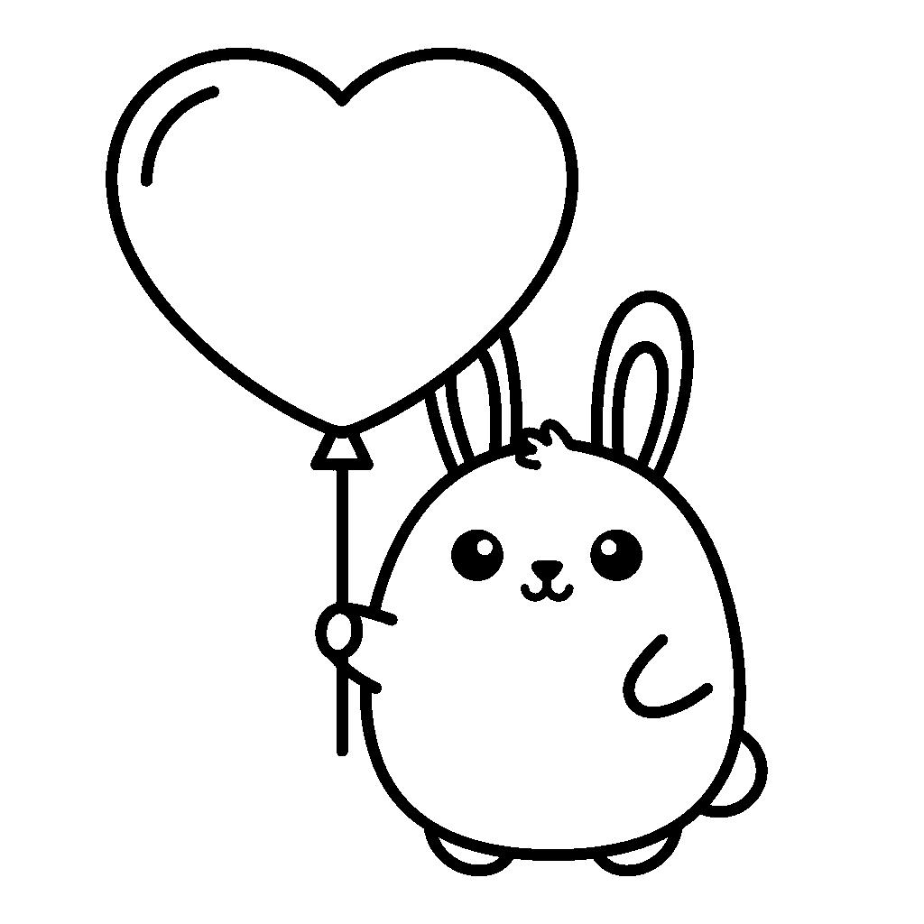 Nyuszi szívecskés lufival kifestőlap kicsiknek