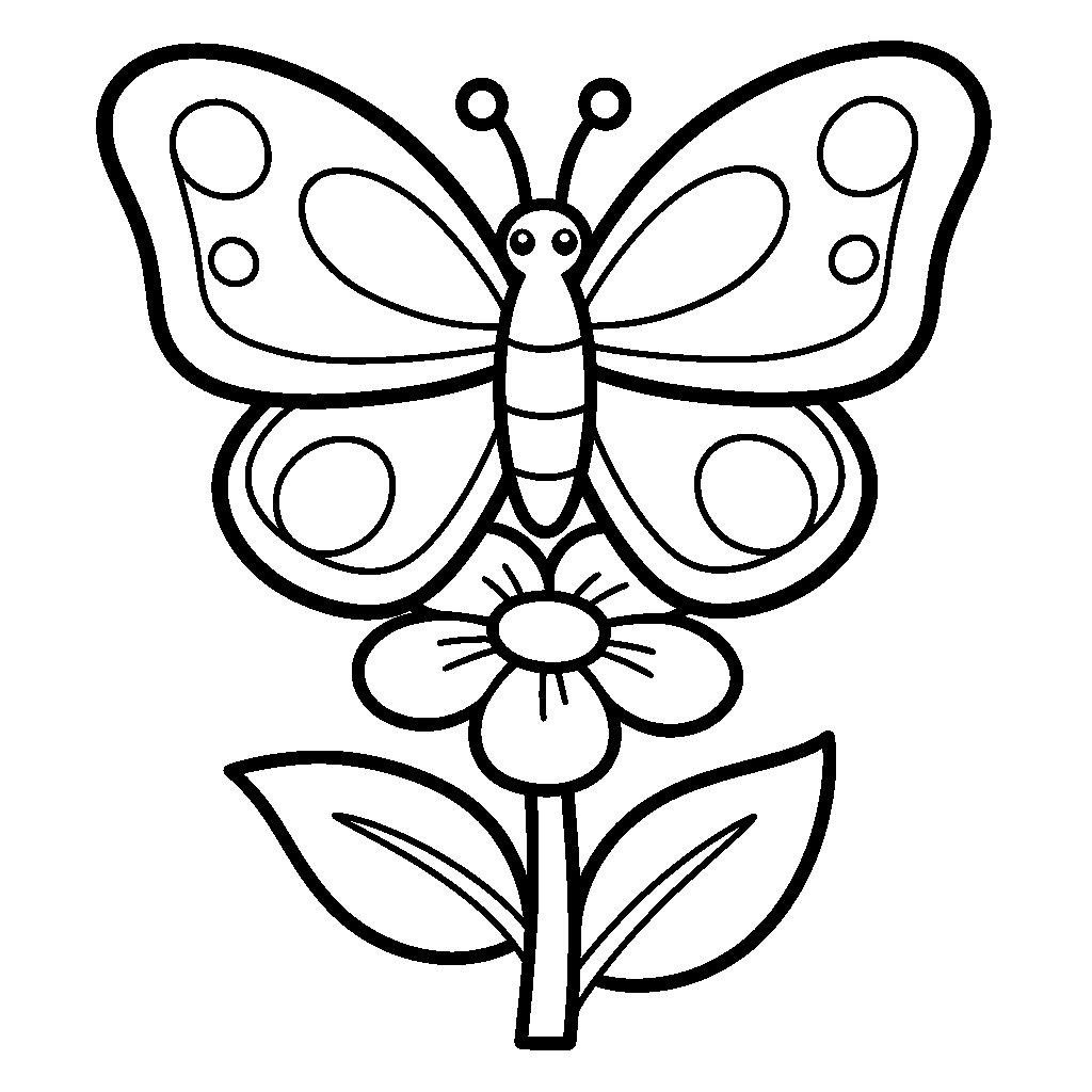 Pillangó virágon - Tavaszi rajz ovisoknak