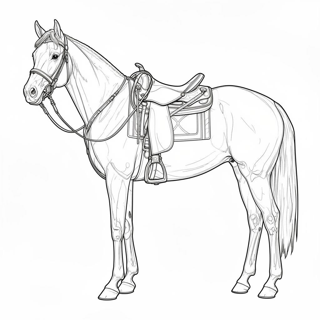 Realisztikus lovas színező gyerekeknek - Élethű ló rajz