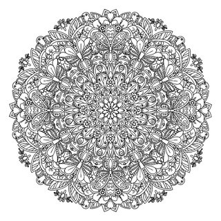 Tavaszi motívumos részletes mandala