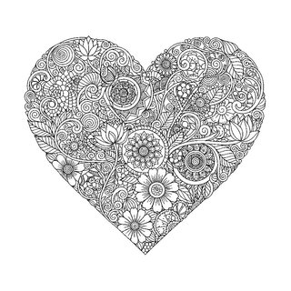 Részletes zentangle szív felnőtteknek nyomtatható