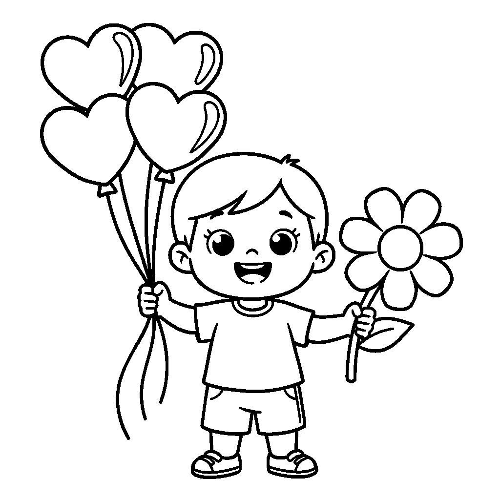 Szívecskés lufis gyerek - Nőnapi köszöntés