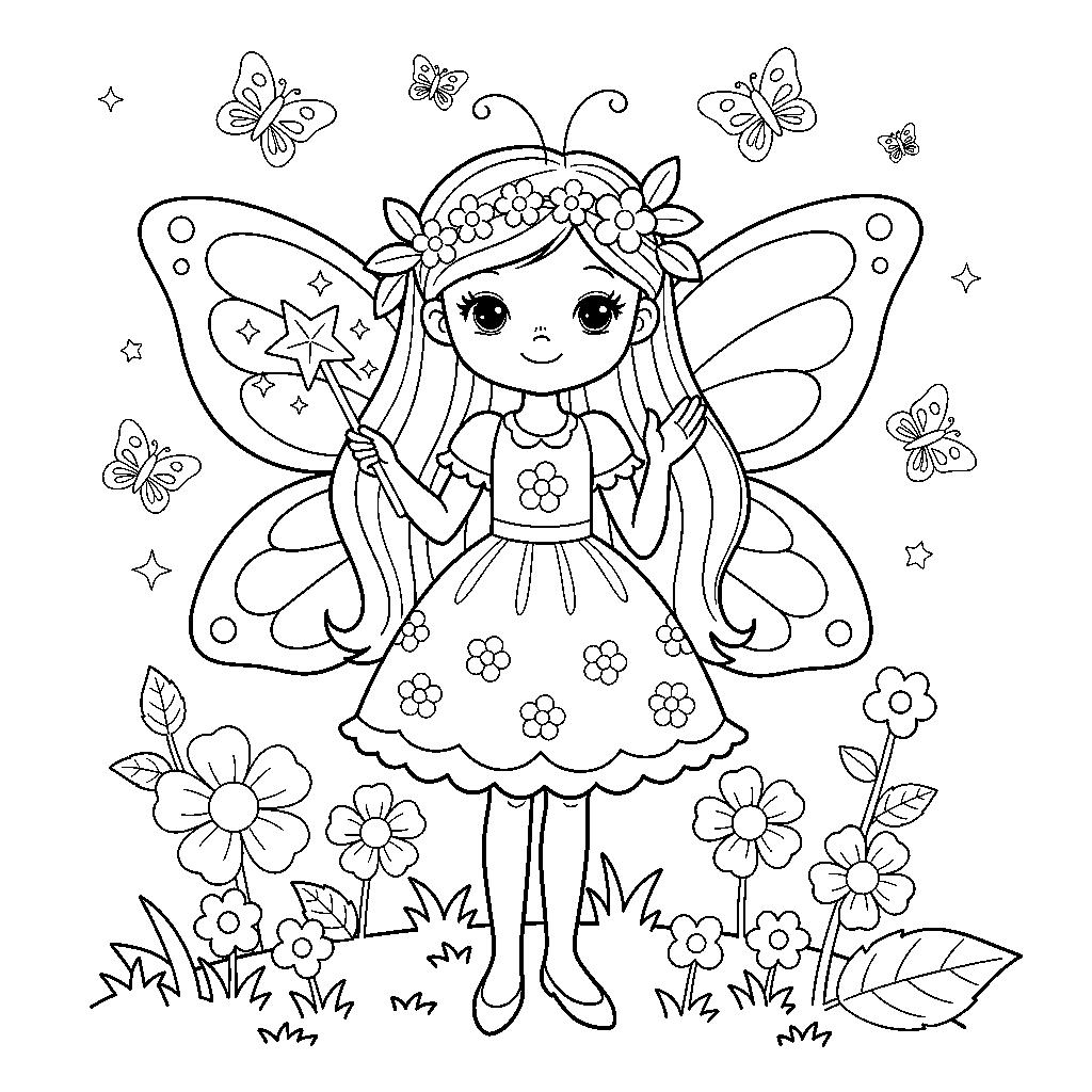 Tavasz tündér varázspálcával színező