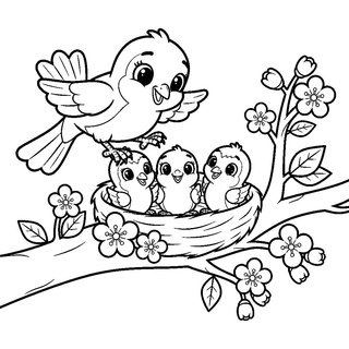 Fiókáit etető madár a fészekben