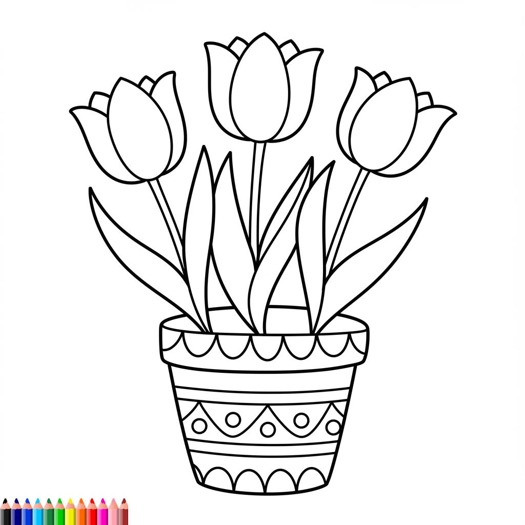 Tavaszi tulipános színező - ingyen letölthető, nyomtatható