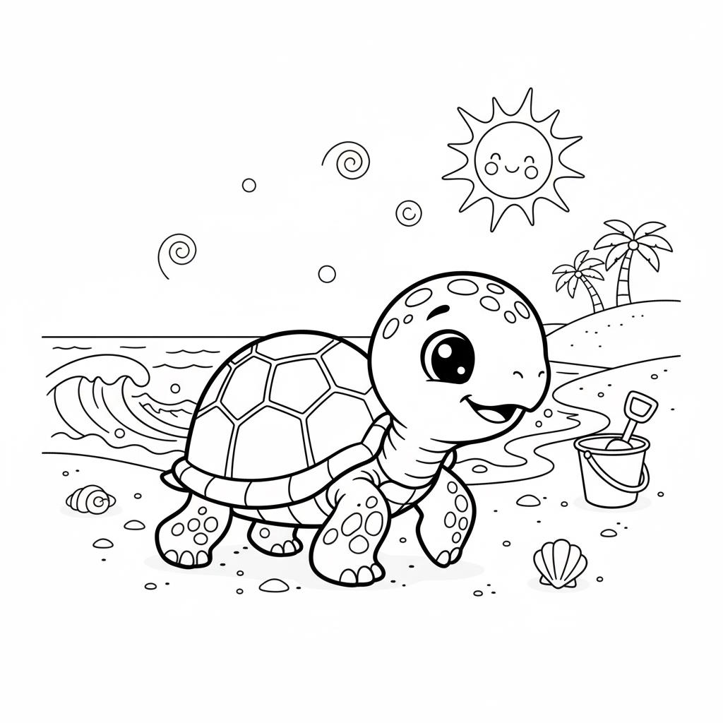 Cuki teknős rajz gyerekeknek- nyomtatható, letölthető