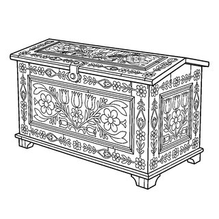 Népi motívumos tulipános láda