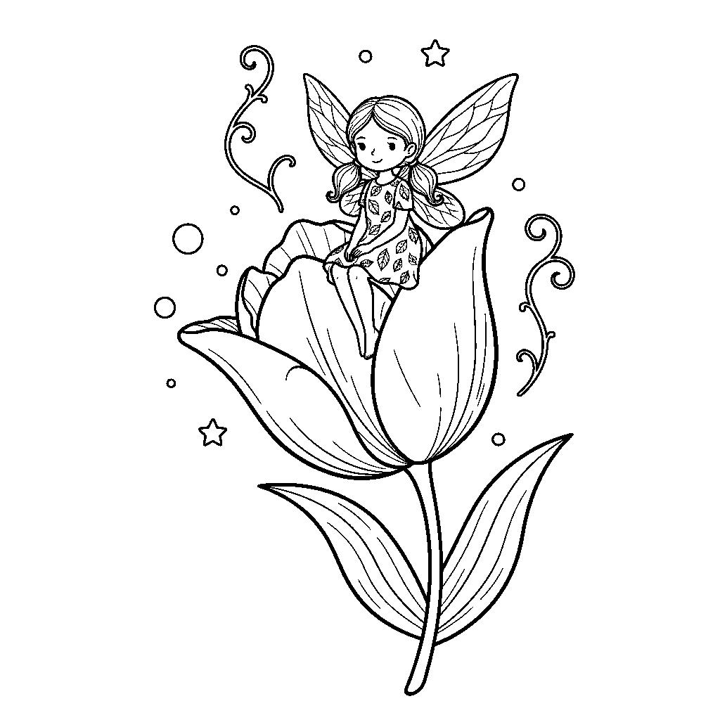 Tulipán tündér színező - Mesebeli tavasz