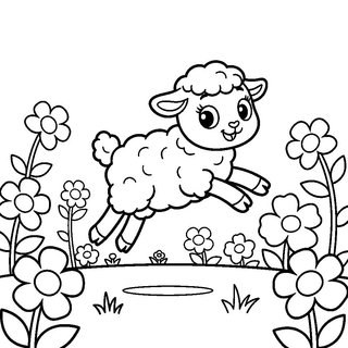 Réten ugrándozó kisbárány rajz