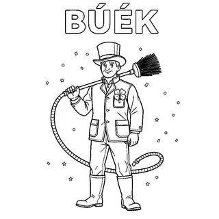 Részletes kéményseprő színező szerencsehozó lóherével