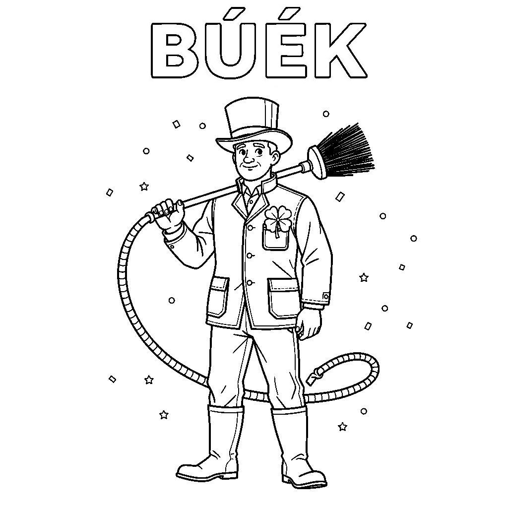 Kéményseprő színező - Részletes újévi szerencsehozó rajz