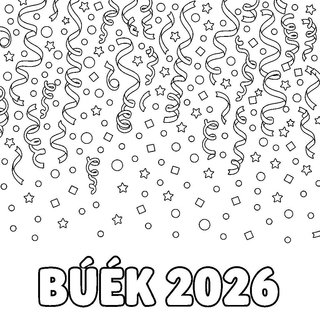 Ünnepi BÚÉK 2026 színező konfettivel és szerpentinnel
