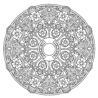 Részletes újévi mandala színező felnőtteknek szerencsemotívumokkal