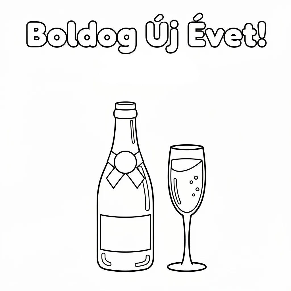 Újévi pezsgő színező gyerekeknek - Ünnepi koccintás