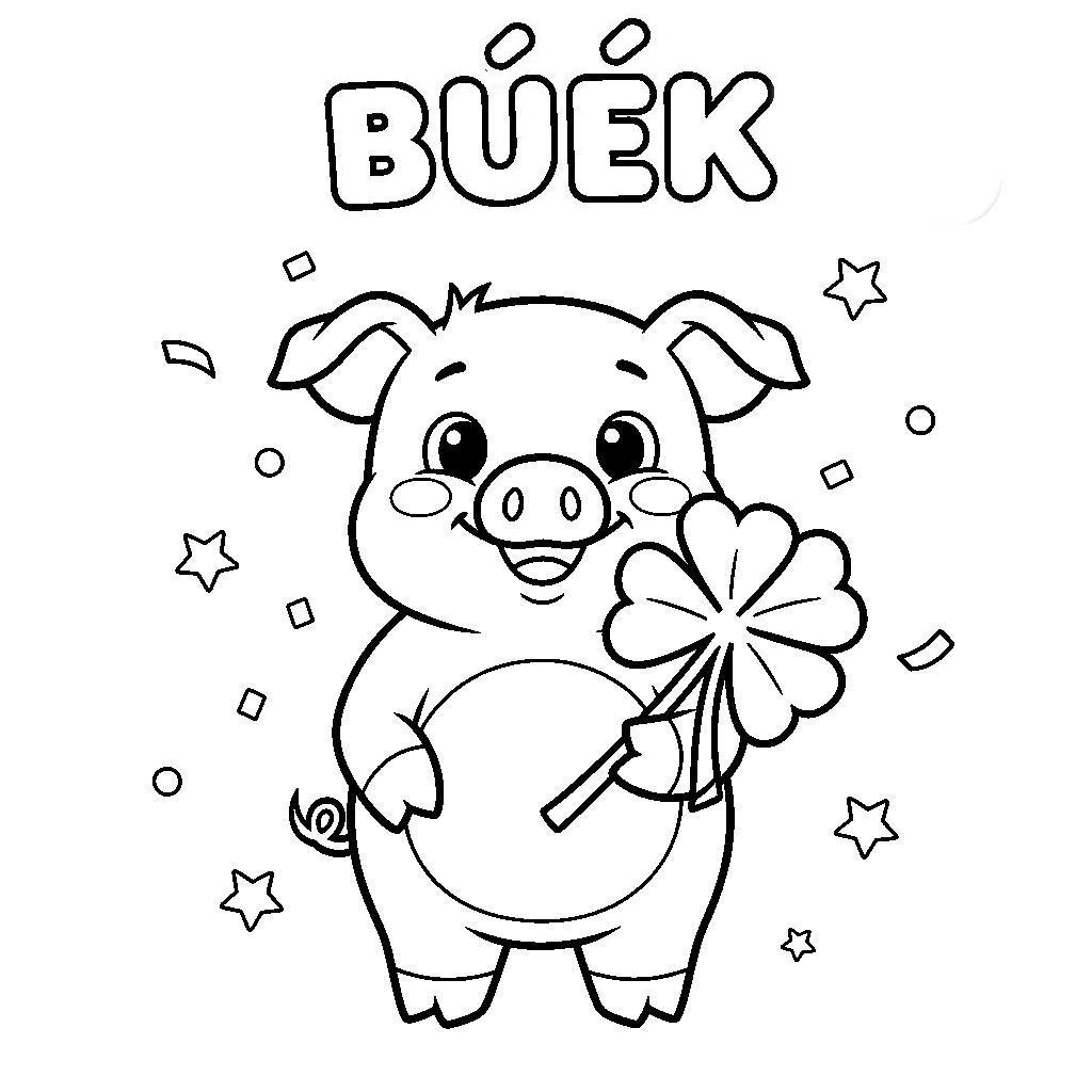 Újévi malac színező gyerekeknek - Szerencsehozó kifestő