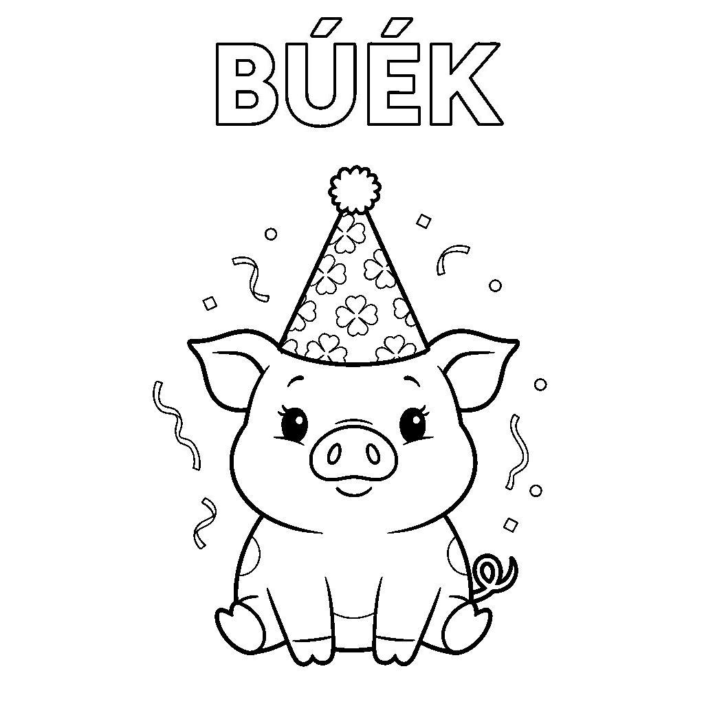 Bulizó kismalac színező - Újévi álarcos malacka