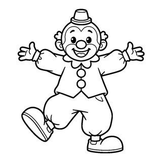 Vidám egész alakos bohóc színező ovisoknak