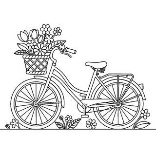 Bicikli virágos kosárral rajz