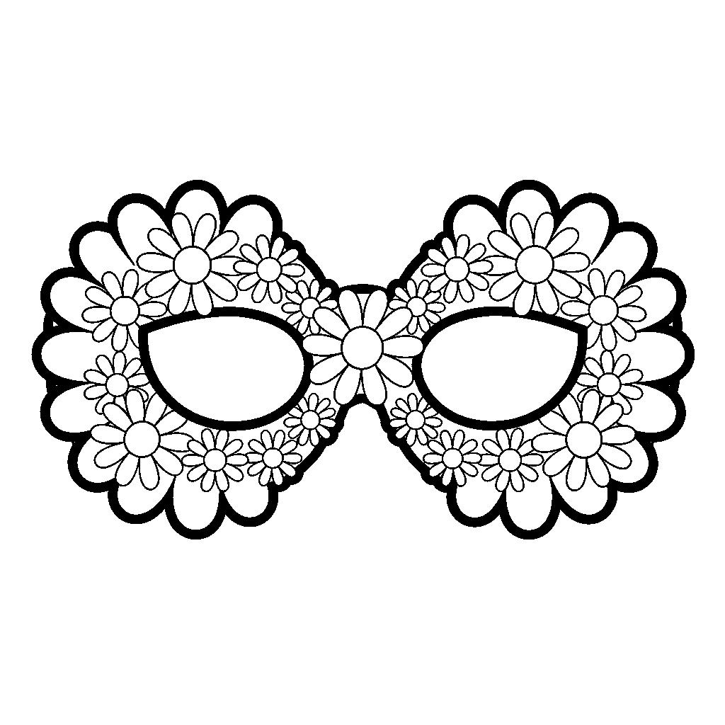 Virágos szemüveg sablon - Kivágható farsangi maszk kifestő